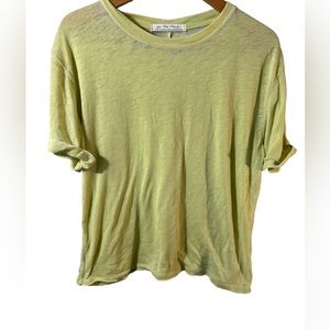 We the Free yellow short sleeve tee with raw edge and worn out look in XS.